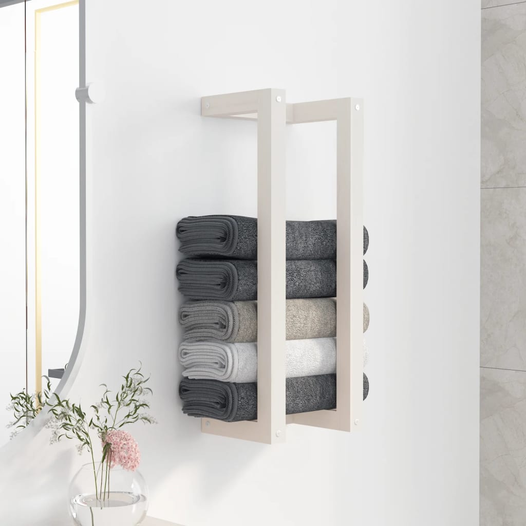 Weißer Handtuchhalter Kiefer Massivholz