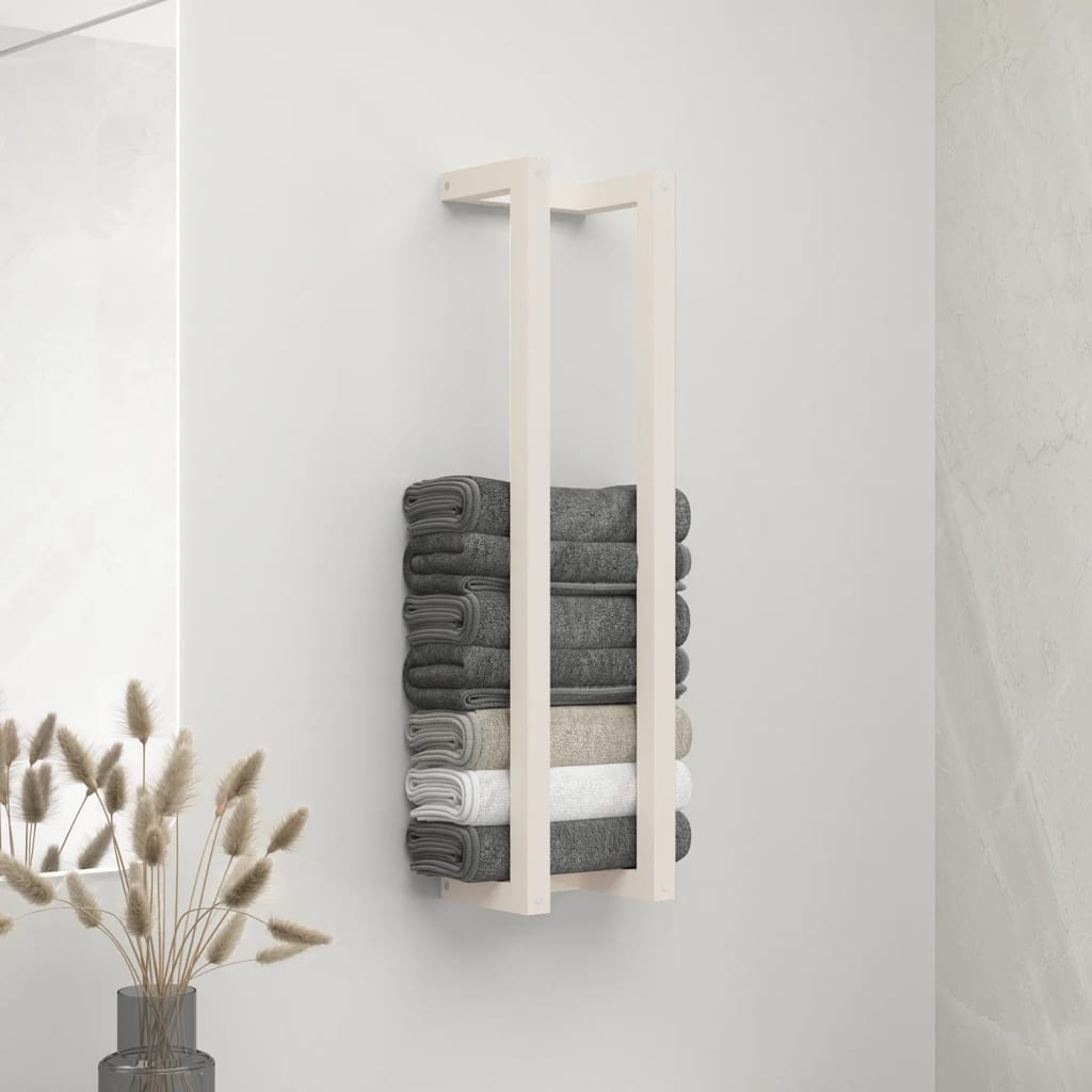 Weißer Handtuchhalter Kiefer Massivholz 90cm