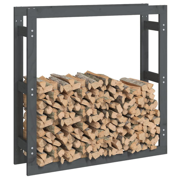 Kaminholzregal Grau 100x100cm Kiefer Massivholz
