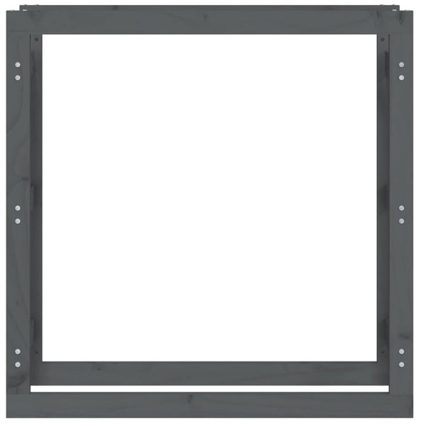 Kaminholzregal Grau 100x100cm Kiefer Massivholz