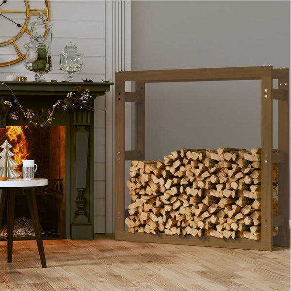 Kaminholzregal Honigbraun Kiefer Massivholz 100x100 cm