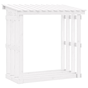 Weißes Kaminholzregal aus Kiefernholz 108x64,5x109 cm