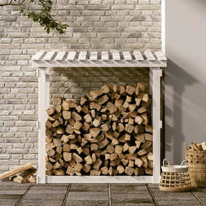 Weißes Kaminholzregal aus Kiefernholz 108x64,5x109 cm