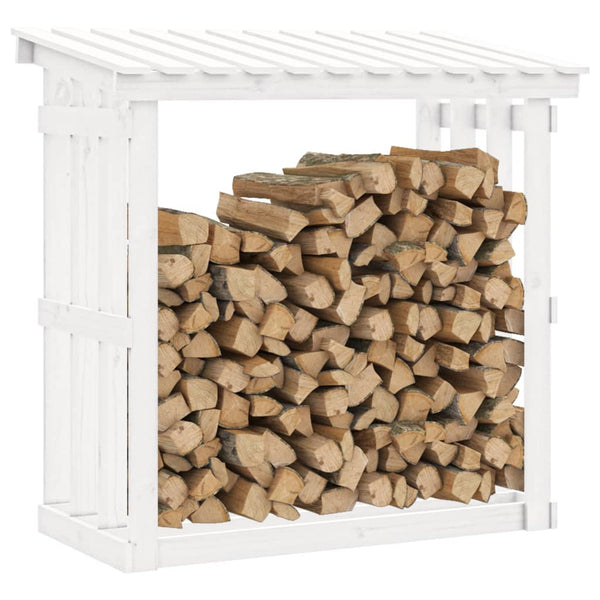 Weißes Kaminholzregal aus Kiefernholz 108x64,5x109 cm