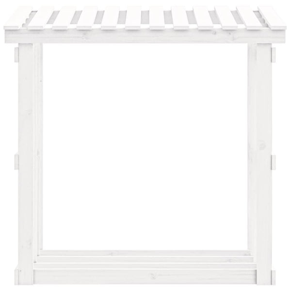 Weißes Kaminholzregal aus Kiefernholz 108x64,5x109 cm