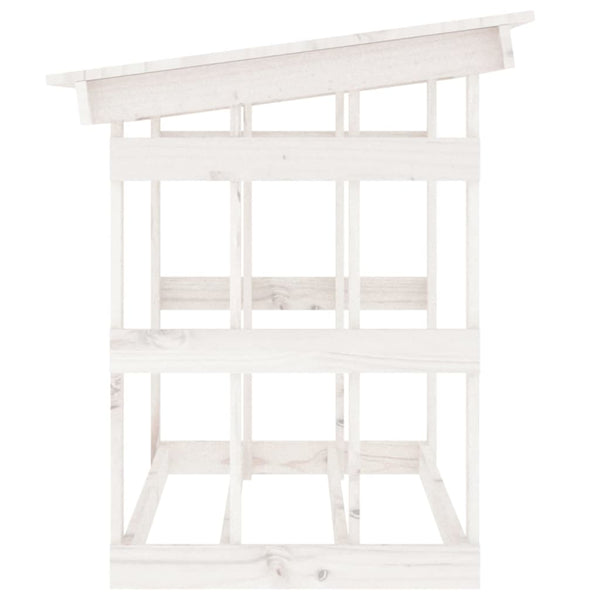 Kaminholzregal Weiß Kiefer Massivholz