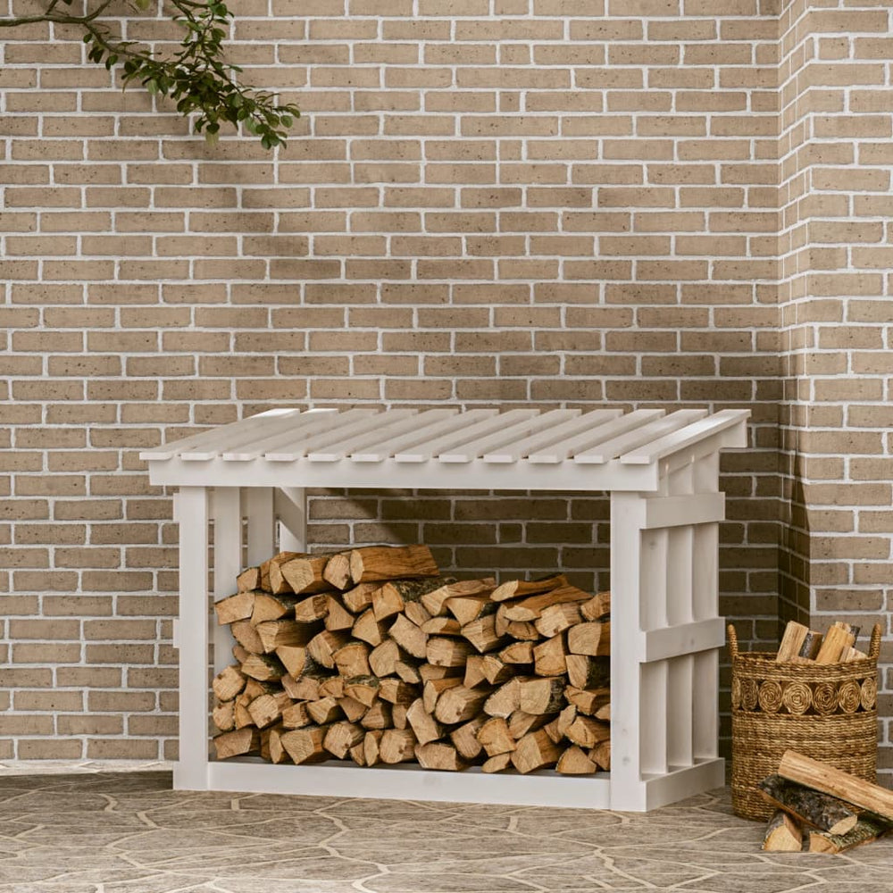 Kaminholzregal Weiß Kiefer Massivholz