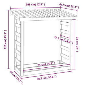 vidaXL Casier à bois de cheminée 108x64,5x110 cm en pin massif