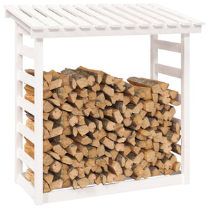 Weißes Kaminholzregal aus Kiefernholz 108x64,5x110 cm