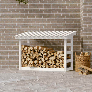 Kaminholzregal Weiß Kiefer Massivholz 108x64,5x78cm