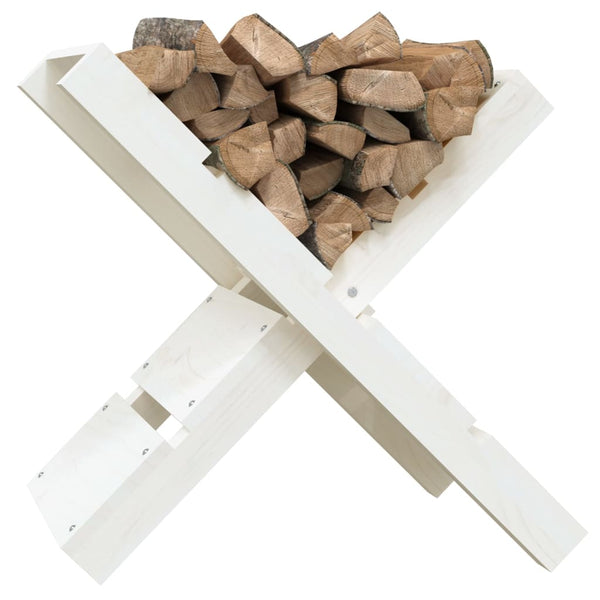 Weißer Kaminholzhalter aus Kiefernholz