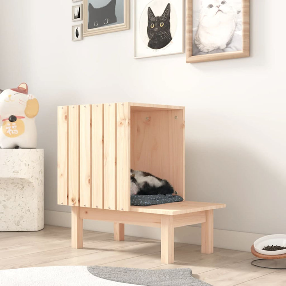 Katzenhaus aus Kiefernholz, 60 cm
