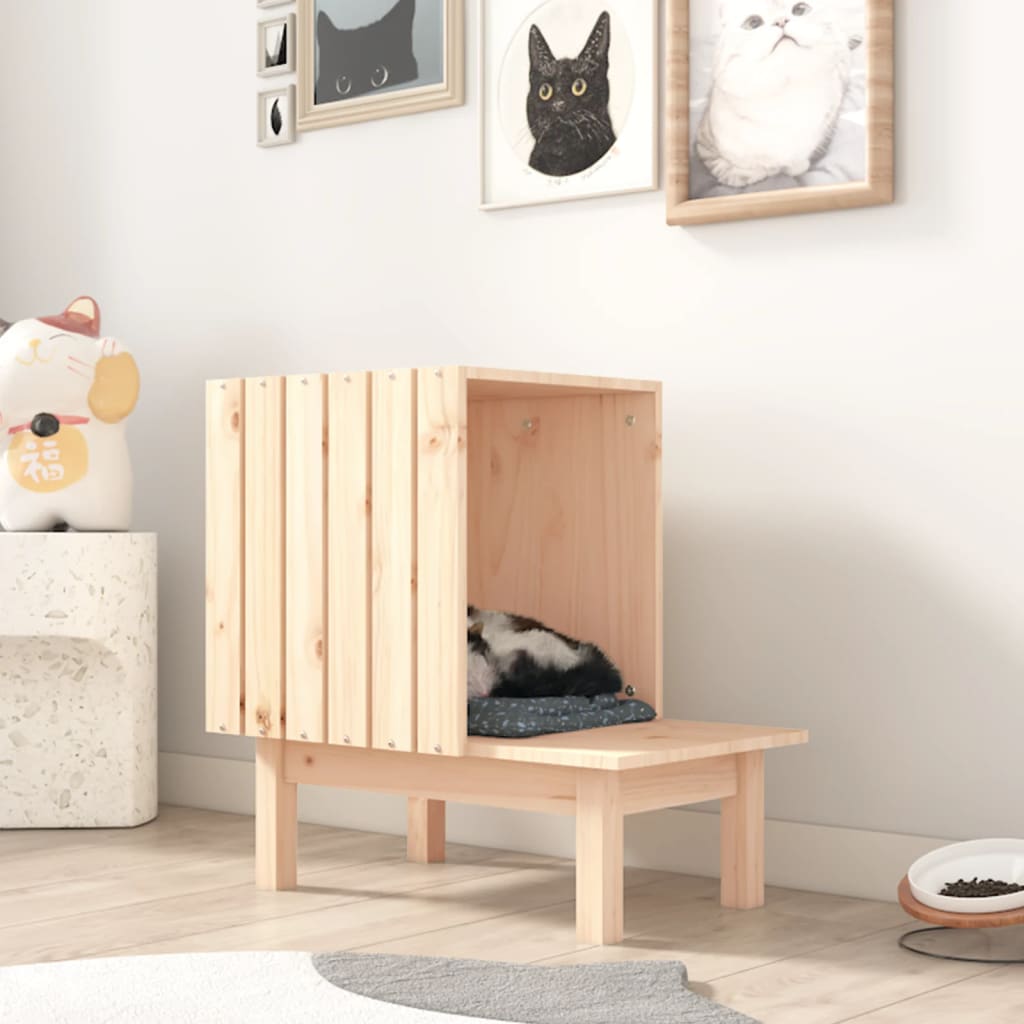 Katzenhaus aus Kiefernholz, 60 cm