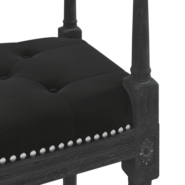 Schwarze Samt Sitzbank 110 cm