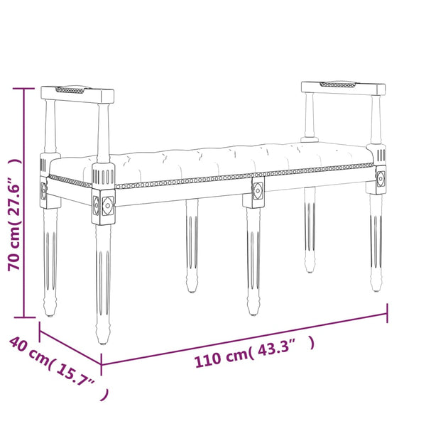 Schwarze Samt Sitzbank 110 cm