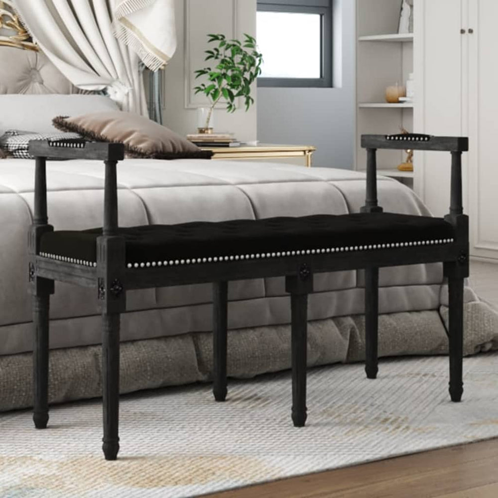 Schwarze Samt Sitzbank 110 cm