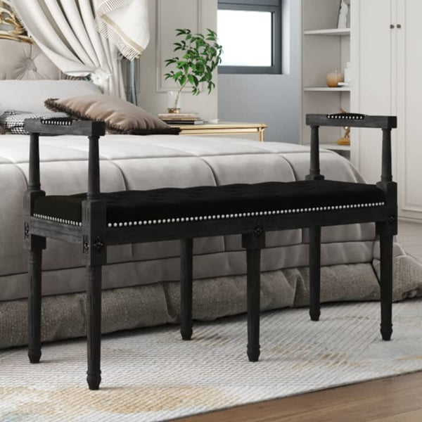 Schwarze Samt Sitzbank 110 cm