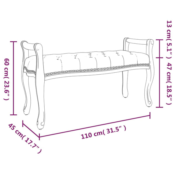 Sitzbank Dunkelgrau Stoff 110 cm