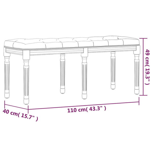 Sitzbank Dunkelgrau Stoff 110 cm