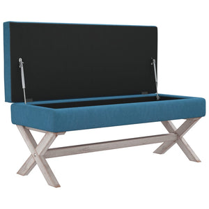 vidaXL Banc de rangement bleu 110x45x49 cm Velours