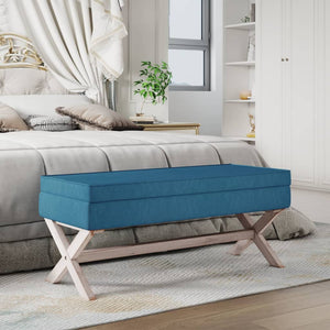 vidaXL Banc de rangement bleu 110x45x49 cm Velours