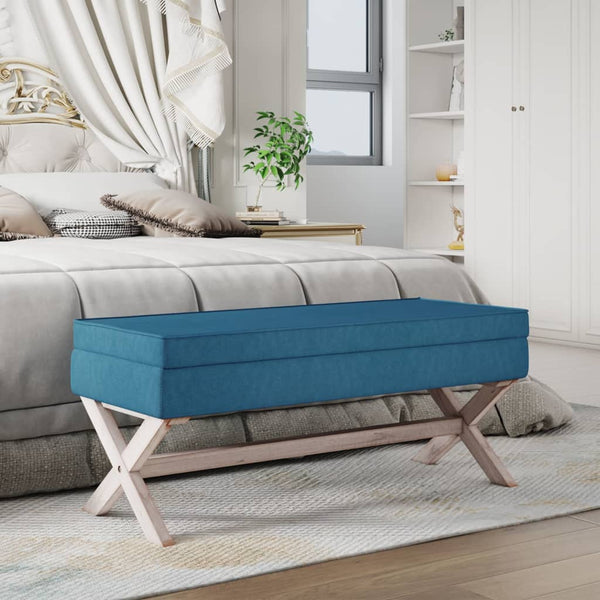 vidaXL Banc de rangement bleu 110x45x49 cm Velours