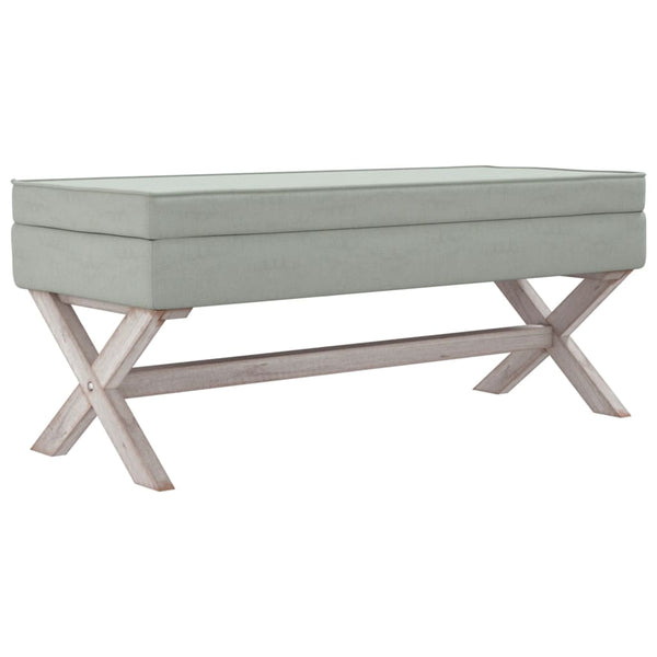 Hocker Hellgrau Samt mit Stauraum 110 cm