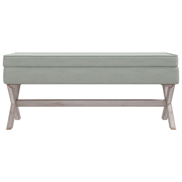 Hocker Hellgrau Samt mit Stauraum 110 cm