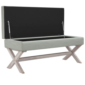 Hocker Hellgrau Samt mit Stauraum 110 cm