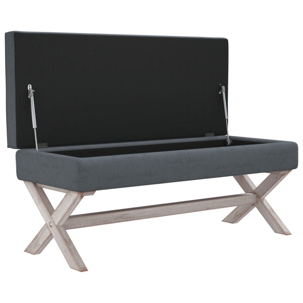 Hocker Dunkelgrau 110 cm Samt mit Stauraum