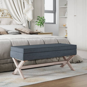 Hocker Dunkelgrau 110 cm Samt mit Stauraum