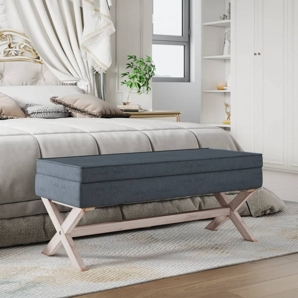 Hocker Dunkelgrau 110 cm Samt mit Stauraum