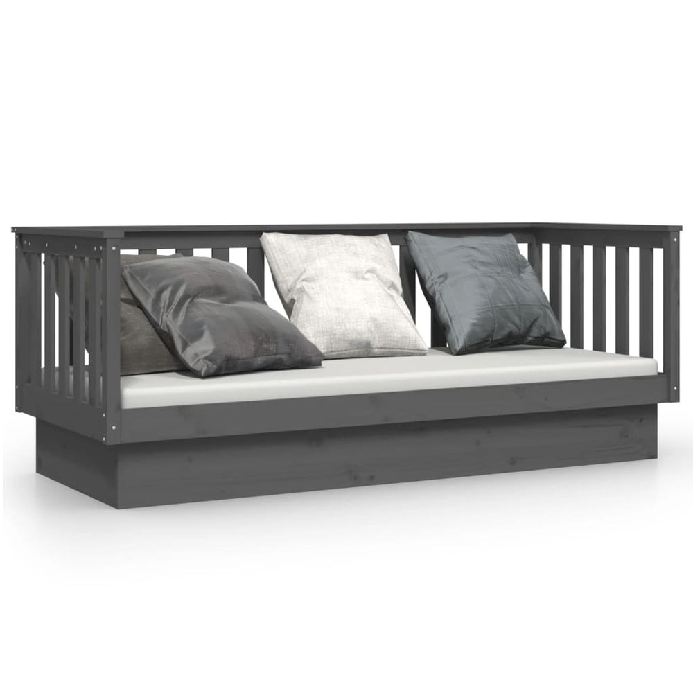 Tagesbett Grau 75x190 cm Kiefer Massivholz