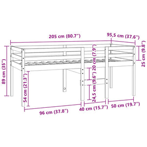 Hochbett 90x200 cm Kiefer Massivholz