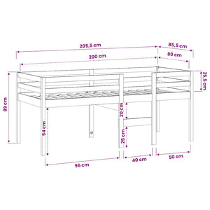 Hochbett Kiefer 80x200 cm Massivholz