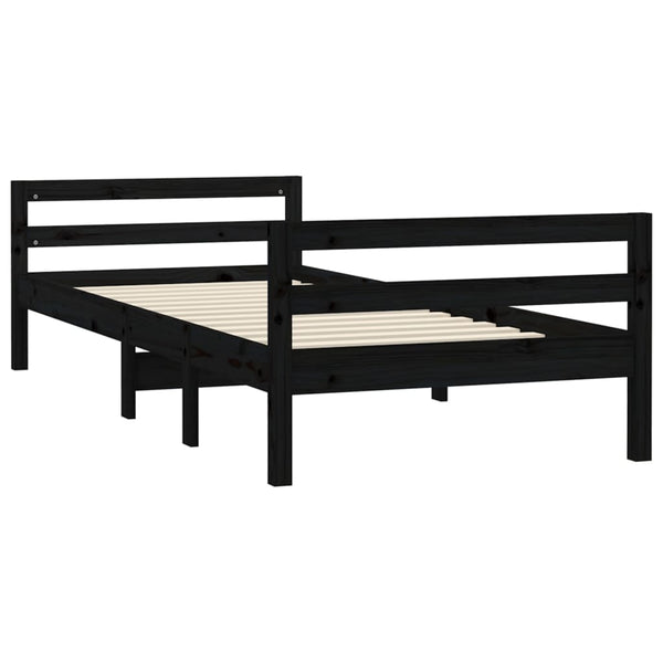 Massivholzbett Schwarz 75x190 cm