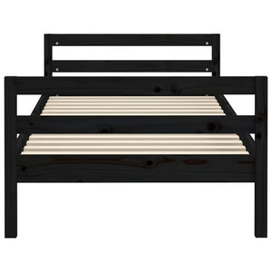 Massivholzbett Schwarz 75x190 cm
