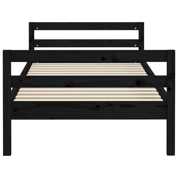 Massivholzbett Schwarz 75x190 cm