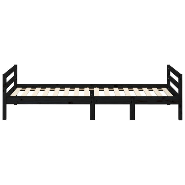 Massivholzbett Schwarz 75x190 cm