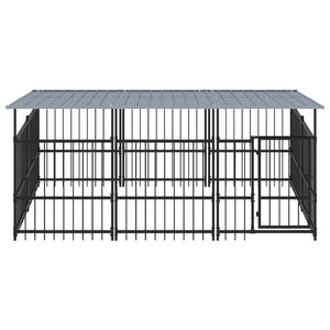 Outdoor-Hundezwinger mit Dach Stahl 5,63 m²