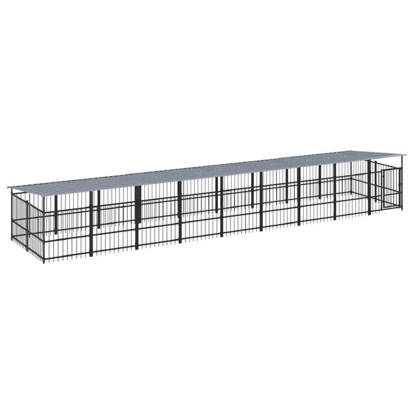 Outdoor-Hundezwinger mit Dach Stahl 16,89 m²