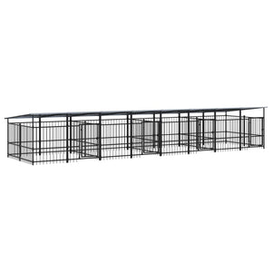 Outdoor-Hundezwinger mit Dach Stahl 15,02 m²