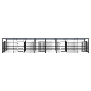 Outdoor-Hundezwinger mit Dach Stahl 15,02 m²