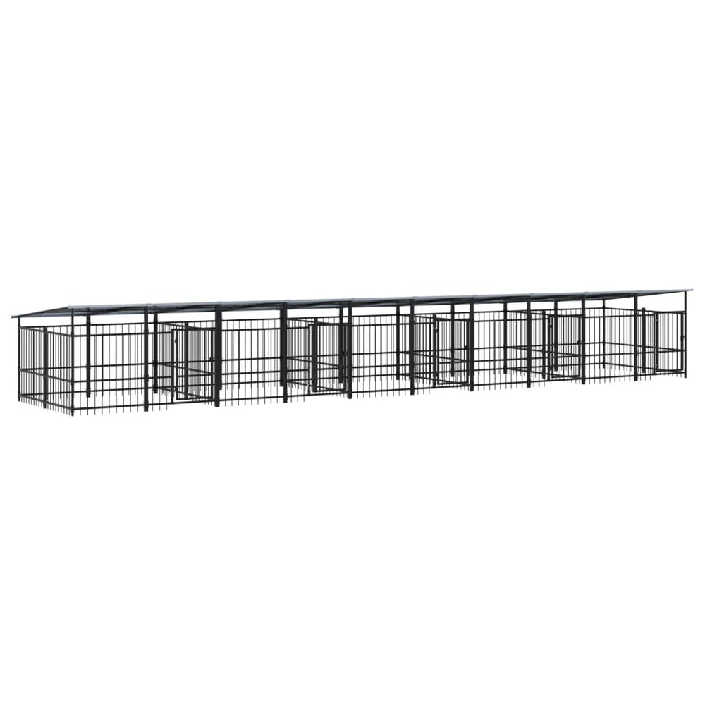 Outdoor-Hundezwinger mit Dach Stahl 18,77 m²