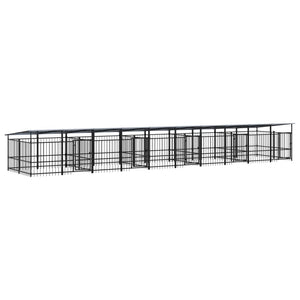 Outdoor-Hundezwinger mit Dach Stahl 18,77 m²