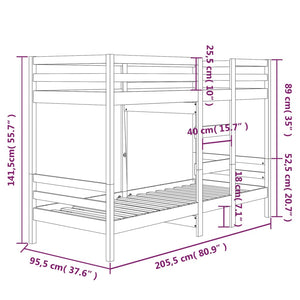 Etagenbett ohne Matratze 90x200 cm Massivholz Kiefer