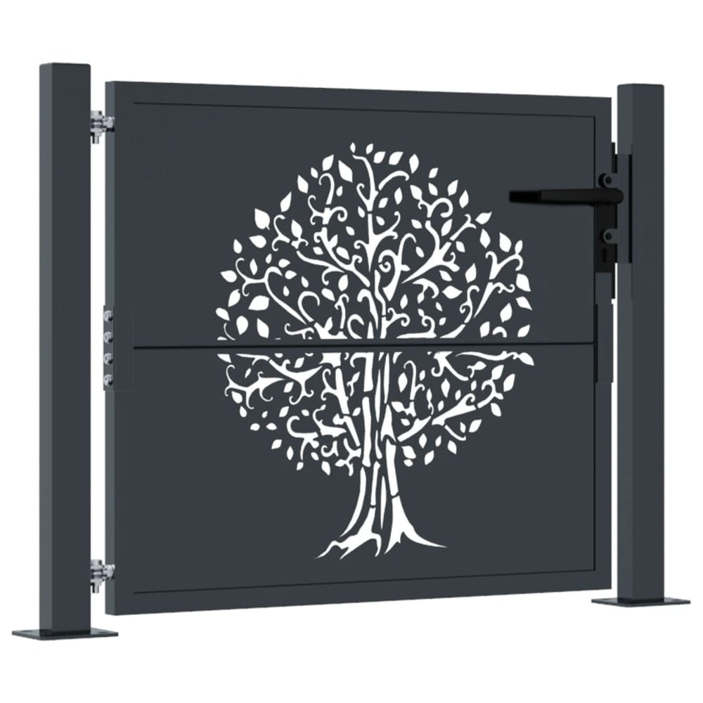 vidaXL Portail de jardin anthracite 100x75 cm acier motif arbre