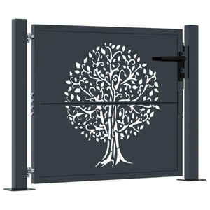 vidaXL Portail de jardin anthracite 100x75 cm acier motif arbre