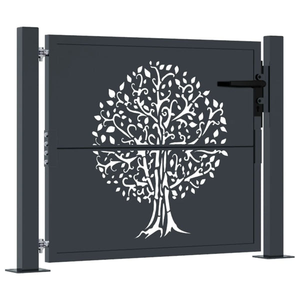 vidaXL Portail de jardin anthracite 100x75 cm acier motif arbre