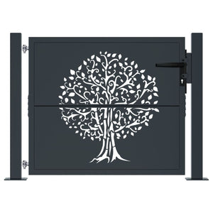 vidaXL Portail de jardin anthracite 100x75 cm acier motif arbre